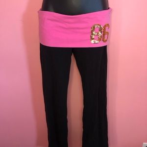 Vintage PINK mcbling fold over flare leggings